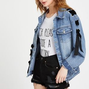 Unbranded Over Sized Lace Up Denim Jacket